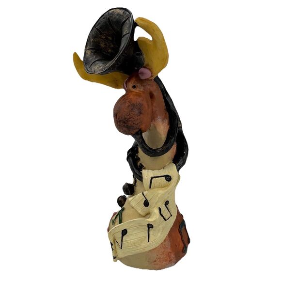 Whimsical Moose Figurine with Tuba Horn Musical Notes Resin Animal Music Decor - Picture 1 of 11